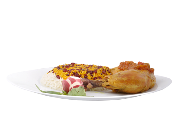 زرشک پلو با ران مرغ با دوغ