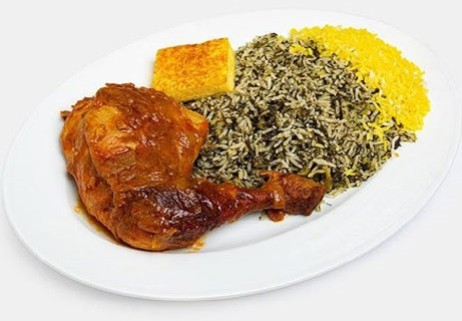 باقالی پلو با ران مرغ با دوغ