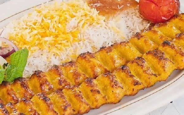 چلو کباب کوبیده مرغ با دوغ