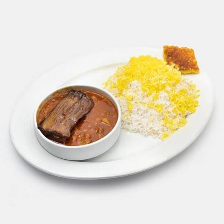 چلو خورشت قیمه بادمجان با دوغ ( ویژه دبستان )