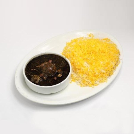 چلو خورشت قورمه سبزی با دوغ